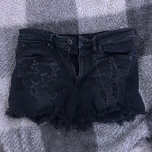 guess black jean shorts